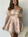 Off the Shoulder Lace Satin A-line Short Homecoming Party Dress