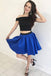 two piece black blue off the shoulder short homecoming dresses dth259