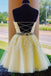 Tulle Lace Appliques Beading Short Homecoming Dress with Lace-Up
