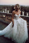 Chic A-line Sweetheart Boho Rustic Wedding Dress With Appliques