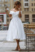 elegant off shoulder sleeveless knee-length simple wedding dress dtw89