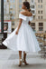 elegant off shoulder sleeveless knee-length simple wedding dress dtw89