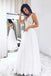 white a-line v-neck floor length wedding dress with appliques dtw48