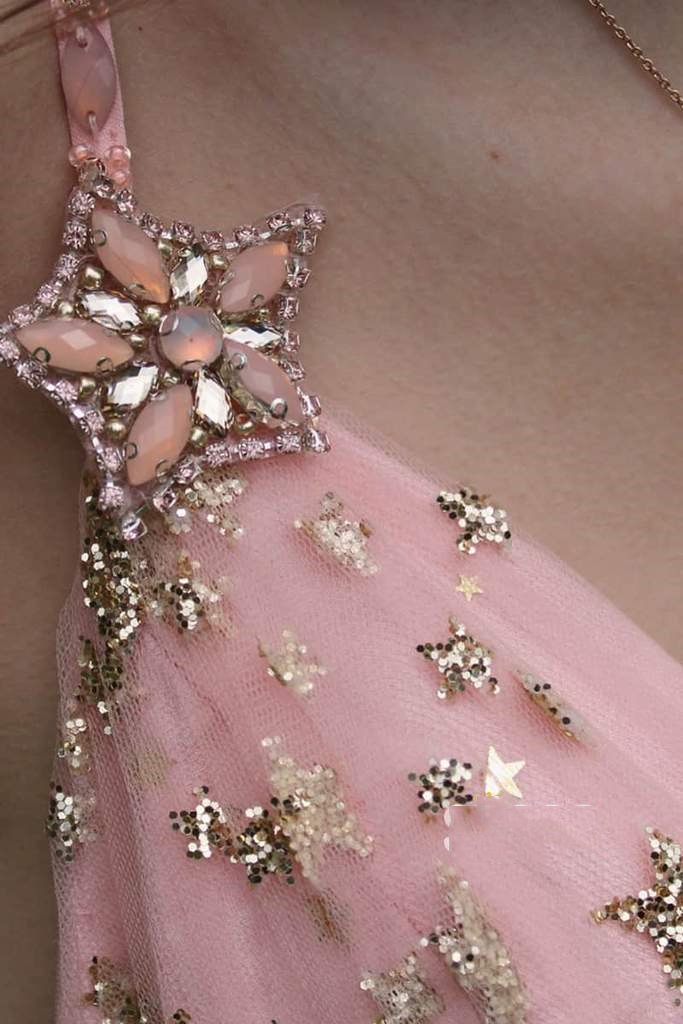 a-line v-neck stars sequin formal dress sparkly starry long prom dresses dtp125