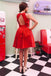 Simple Red Short Homecoming Dresses A Line Jewel Party Dress