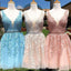 Chic A-line Tulle Applique Short Prom Dress V-back Homecoming Party Dress