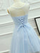 A-Line Keyhole Lace Up Back Tulle Homecoming Dress with Appliques