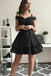 satin homecoming short prom dress off shoulder burgundy graduation gown dth134