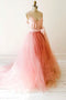 Tulle Princess Long Prom Dress, A-line V-neck Formal Gown