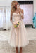tea-length tulle prom dress new dot a-line long sleeves evening dress dtp51