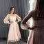 Tea-Length Tulle Prom Dress New Dot A Line Long Sleeves Evening Dress