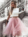 elegant tulle two piece bateau blush homecoming dress dth390
