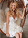 Chic A-Line Floral Applique Little White Tulle Homecoming Dress