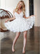 chic a-line floral applique little white tulle homecoming dress dth163
