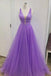 a-line v neck lilac prom dress tulle long formal graduation dresses dtp875