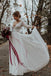 a-line v-neck lace chiffon beach wedding dress with long sleeves dtw314