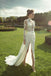 gorgeous lace long sleeve high neck chiffon wedding dress with slit dtw115