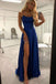 split evening party with pockets royal blue simple long prom dresses dtp552