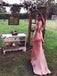 spaghetti straps satin sheath drop sleeves rose gold long prom dress dtp184