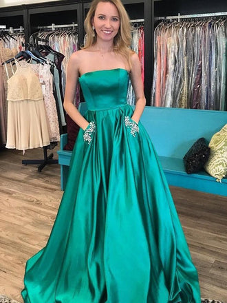 strapless plus size long prom dresses with beaded pockets dtp186