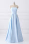Strapless Plus Size Long Prom Dresses with Beaded Pockets