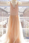 V Neck Tulle Beach Wedding Dresses, A Line V Neck Formal Dresses