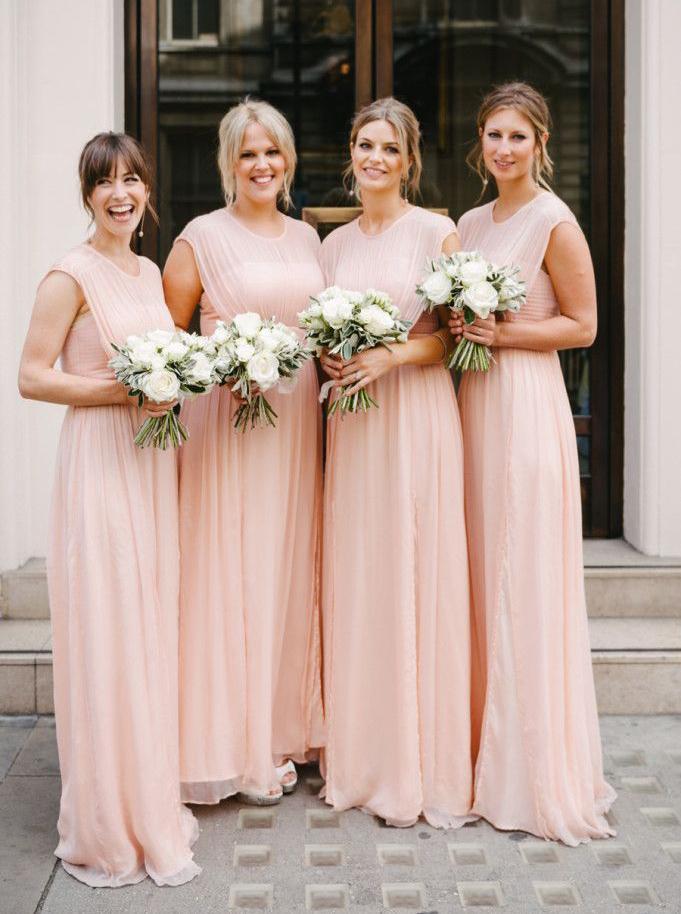 crew sleeveless chiffon pearl pink long bridesmaid dresses dtb205