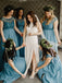 Lace Crop Top Chiffon Bridesmaids Dresses Boho Maid of Honor Gowns