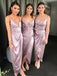 Ankle Length Bridesmaid Dresses Spaghetti Straps Split Wedding Guest Gowns