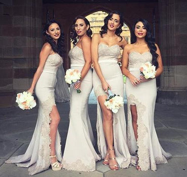 mermaid bridesmaid dresses sweetheart lace bridesmaid dress with split dtb237