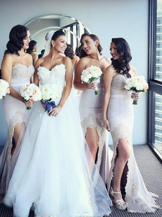 Mermaid Bridesmaid Dresses Sweetheart Lace Bridesmaid Dress With Split