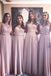a-line pink bridesmaid dresses chiffon lace long bridesmaid dress dtb235