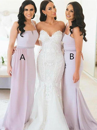 Spaghetti Straps Long Bridesmaid Dresses Mermaid Wedding Guest Gowns