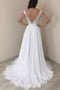 A-line Chiffon Wedding Dresses With Appliques, Backless Beach Bridal Gown