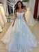 appliqued bridal gown elegant off the shoulder tulle wedding dresses dtw350
