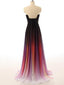 Strapless Notched Ombre Long Prom Dresses Backless Formal Gown With Pleats