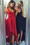 Straps V-neck Asymmetry High Low Prom Dresses