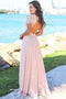 Blush Pink Open Back Lace Short Sleeve Prom Dresses Party Dresses