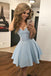 sweetheart short prom dress chic sky blue homecoming dress dth160