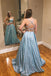 glitter mint green a-line two piece sparkle prom dresses with pockets dtp1087