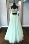 Spaghetti Straps Mint Green Two Pieces Prom Dress With Beading