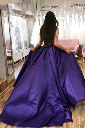 straps purple strapless long prom dresses simple split evening dress dtp1009