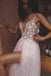 Gorgeous A-line Twinkling Stars Embroidered Prom Wedding Dress With Split