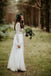 Chiffon Boho Bridal Gown Open Back Wedding Dresses With Lace Long Sleeves