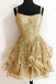 glitter short prom dress a-line sequins gold homecoming dress dth453