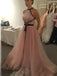 a-line halter tulle long prom evening dress with black ribbon dtp855