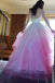 Sparkly Beading Long Sleeve Ombre Wedding Dresses With Layered Bridal Gown