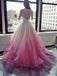Sparkly Beading Long Sleeve Ombre Wedding Dresses With Layered Bridal Gown