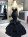 appliqued beaded evening dress trumpet/mermaid black long prom dresses dtp892