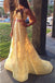 a-line square sleeveless appliqued two piece yellow prom dresses dtp846